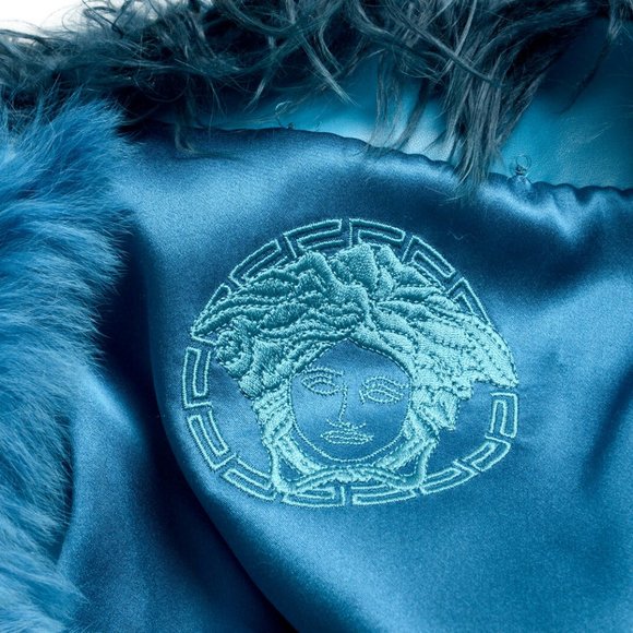 Versace Women's Real Fur Lama Silk Leather Jacket - Picture 6 of 6